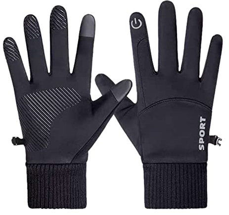 Generisch Rutschfeste Herrenhandschuhe für Frauen mit Schnalle Plus und samt Handschuh Winterhandschuh Schmuck Perlen Set Damen (Black, One Size)