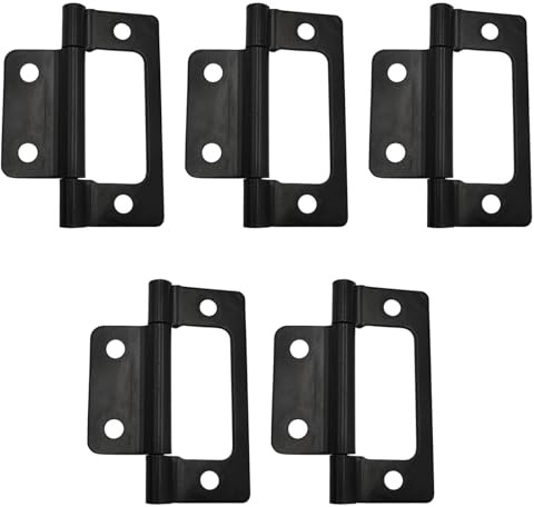 5Pcs Black Flush Hinges,2 Inch Iron Door Hinges for Drawer Cabinet Internal Door