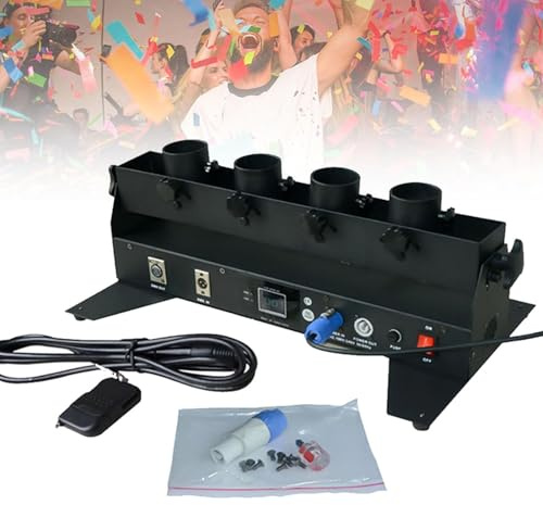 Oiyekntd Cañón de Confeti eléctrico, Pistola de Confeti portátil, Lanzador de Confeti Profesional de 4 Disparos para Fiestas, Bares, Bodas, Navidad, Halloween, Carnaval, Pascua