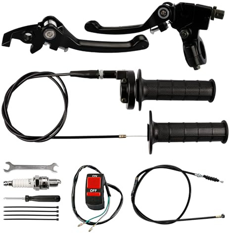 Brake Lever Cable Folding Clutch Throttle Handle Grips Cable Kit for RFZ125 DBX15 X18 X19 Tao Tao 50cc 70cc 110cc 125cc 150cc Apollo DB17 DB27 Coolster M125 SSR Pit Dirt Bike Motorcycle（BLACK）