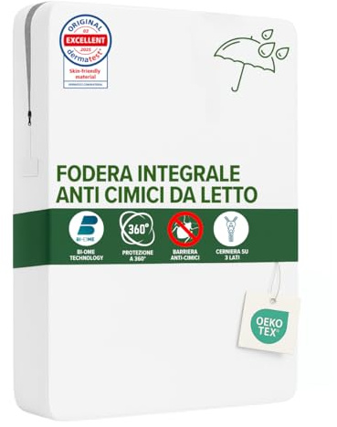 Dreamway - Matratzenschoner Gegen Milben und Bettwanzen 90x200x25 cm - Milbenschoner Matratzen komplett mit Reißverschluss - Matratzenschoner für Allergiker - Wasserdicht, Bi-Ome und Ök