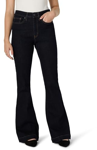 Amazon Essentials Jean Flatteur Très Extensible à Taille Haute, Coupe Évasée Femme, Rincé, 42
