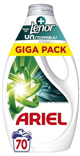 Ariel Lessive Liquide, Avec Une Touche De Lenor Unstoppables,70 Lavages (3.15L), 7 Jours De Fraîcheur Longue Durée, Fabriqué en France
