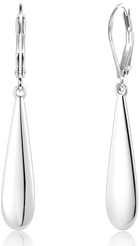 Silverdroppörhängen för kvinnor, hypoallergena sterlingsilver 925 örhängen, franska krokörhängen, långa droppformade hängörhängen, hängörhängen, hängande örhängen, silverfärgade boho för kvinnor