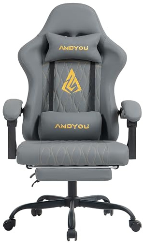 Andyou Silla Gaming Ergonómica Profesional con Soporte Lumbar - Silla Gamer para Adulto, Giratoria y Reclinable con Reposapiés Ajustable y Tela Transpirable, Soporte 150 kg para Oficina y PC