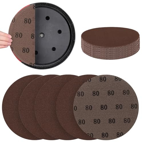 UMXIUO 25 Pezzi Rete Dischi Abrasivi 225mm Grana 80 | Per Levigatrice Orbitale da 225mm e Levigatrici levigatura legno, metallo, plastica, vernice e vetro