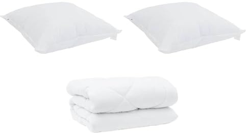 vidaXL Duvet Invernale con Cuscino 3 PCS Bianco Microfibra