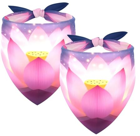 Hundehalstuch, verstellbar, Dreieckstuch für kleine, mittelgroße und große Hunde, Katzen, Haustiere, rosa Lotus, 2 Stück