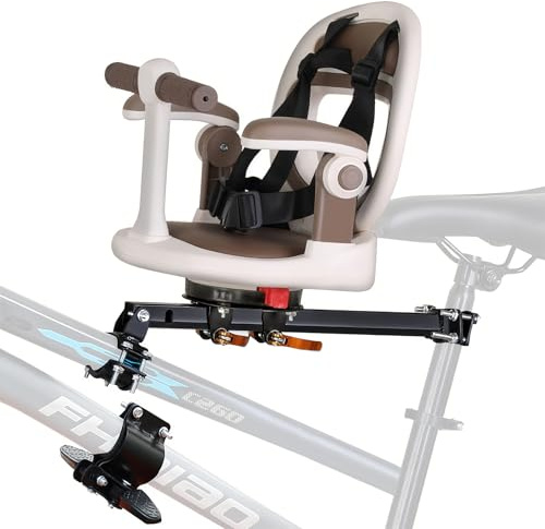 auvstar Seggiolino Bici per Bambini Anteriore,Seggiolino Anteriore per Bicicletta,Adatto A Mountain Bike E Biciclette (Beige)