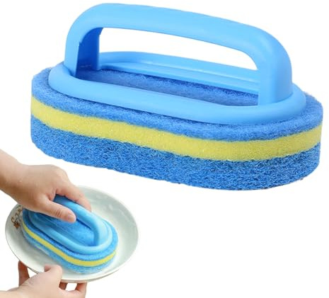 Esponja con Mango | Estropajo Limpiador con Mango Ergonómico - Estropajo Doméstico para Fregadero Inodoro Azulejo Bañera Ducha Piscina Y Limpieza del Hogar