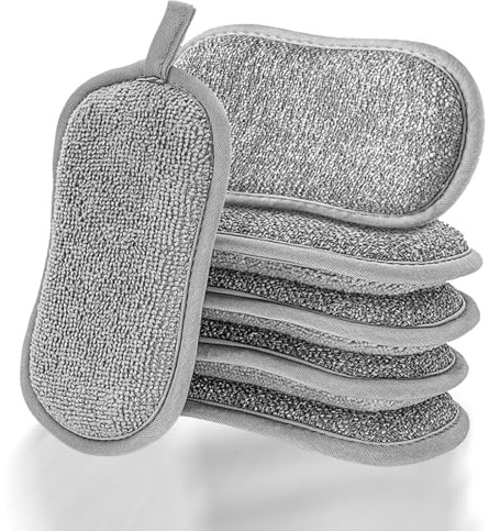 6 Pcs Double Sided Dishwashing Cloth, Reusable Washing Up Sponge, Bathroom Clean Products,Multipurpose Dish Scrubber Sponges,Non-Scratch Cellulose Scrub Sponges for Pans Dishes Kitchen Bathroom Clean