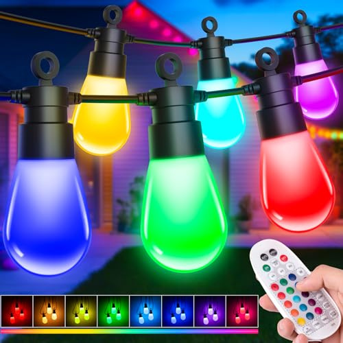Festoon Lights Outdoor Mains Powered - 69FT/21.1M RGB Garden String Light