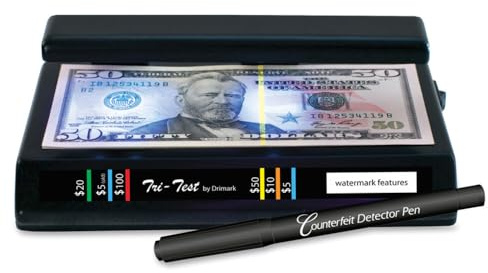 Dri-Mark Tri Test Counterfeit Bill Detector, UV with Pen, 7 x 4 x 2 1/2 DRI351TRI