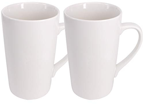 YBCPACK 2 Pack 16 OZ 450ml Porcelain Mug Coffee Cup Plain Large Tall White Ceramic Cup Milk Tea Coffee Mug with Handle