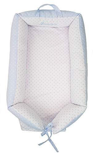 Überzüge und Wendbar Multifunktionale Kuschelnest, Babynest Kuschelnest oder Babynestchen Kuchelnest Personifizierte MIT NAME. Verfügbar in mehreren Modellen (Sterne Hellblau)