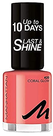 Manhattan Last und Shine Nagellack, Nr.420 Coral Glow, 1er Pack (1 X 10 ml)