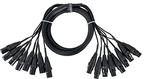 Pronomic Stage MX8/0-1,5 Sub-Multicore XLR 1,5m - 8-fach Multicore Male auf Female - Nummerierte Steckverbinder aus Metall - Ideal für Tonstudio und Bühne - Länge: 1,5 Meter - Schwarz