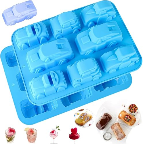 JasCherry Silikon-Bonbon und Schokoladenformen, 3D Karikatur Auto Silikonform Muffin Tablett Seifenform Backform für DIY Gelee, Kekse, Schokolade, Süßigkeiten, Käsekuchen, Muffin