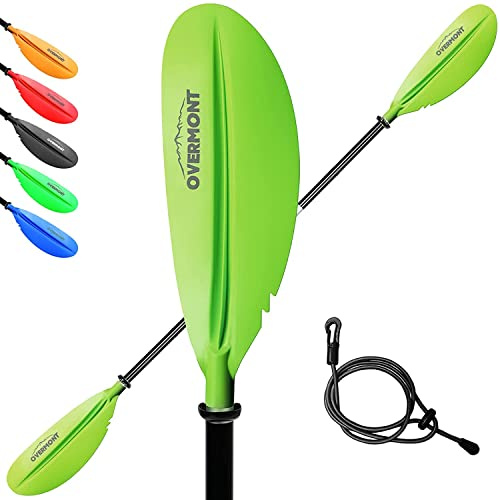 OVERMONT Paddel Aluminium Doppelpaddel Paddel mit Leash Verstellbaren Paddel-Blätter für Kanusport Kajakfahren Kanadier Boot Ruderboot Schwarz/Rot/Orange/Blau/Grün