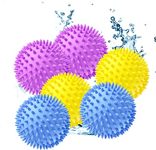 Wiederverwendbare Trocknerbälle, 6 Stück, umweltfreundliche Weichspüler, alternative Trocknerbälle (6,9 cm, Gelb + Blau + Lila)