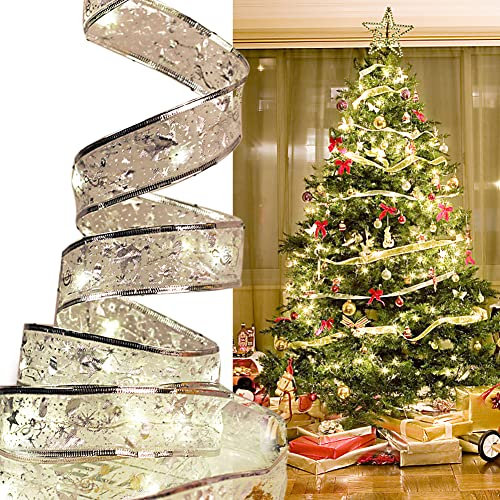 JAWSEU Weihnachtsbaum LED-Band-Weihnachtslichter, LED Ribbon Lights Christmas Tree, DIY Spitze Bogen Batteriebetriebener Weihnachtsbaum Lichterketten UrlaubDekor