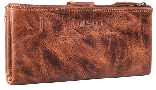 STILORD große Leder Damen-Geldbörse schwarz - Vintage Reise Portemonnaie mit RFID Schutz - Kartenetui für Frauen + Flugticket-Organizer Camille