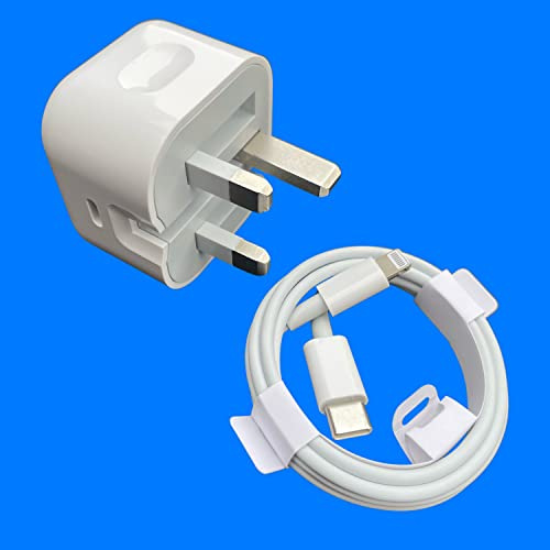 Ink Jungle USB-C 20W Foldable Wall Charger Plug & 2m USB-C to Lightning Cables (MFI Certified) Compatible with Apple iPhone 13 12 11 X Mini Pro Max XS XR SE 8 Plus (Charger & 2m USB-C to Lightning)