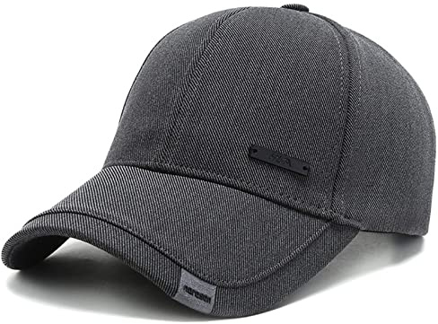 Vintage Cotton Dad Hat with Double Layer Peaks Adjustable Baseball Cap Trendy Trucker Hat for Mens Headwear (Grey)