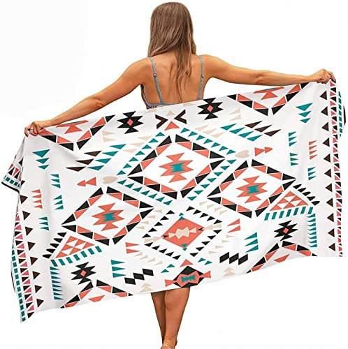 Badetuch Groß 100x200 cm, Mikrofaser Schnelltrocknend Strandtuch 3D Boho-Muster Strandhandtuch Sauna Badehandtuch Yoga Handtuch Strandtücher Strandlaken Duschtuch Duschhandtuch
