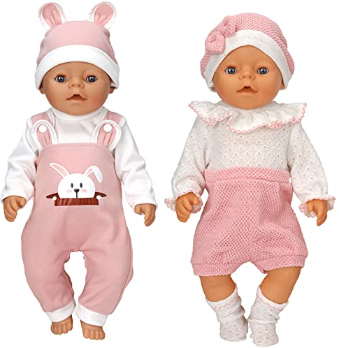 Puppenkleidung für 36-43 cm Baby Puppen, Wolle Outfit mit Hut und Socken (Keine Puppe)