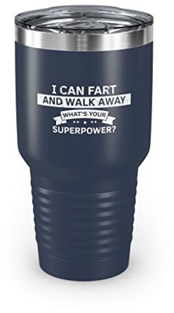 Teegarb Letter Blanket Becher aus Edelstahl, mit Aufschrift I Can Fart And Walk Away, lustig, humorvoll, 850 ml, Marineblau