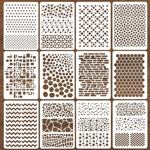 FANNAS Zeichnung Malschablonen12 Stück Blume Schablonen Set Blumenschablonen Zum Basteln abstrakte Schichtschablone wiederverwendbare geometrische für Diy Scrapbooking Handwerk Möbel Wandgestaltung