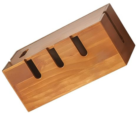 PRETYZOOM Caja Organizadora De Cables De Madera Sólida 12X5.5X5.3 Pulgadas para Gestión Eficiente De Cables En Escritorio Hogar Oficina Estilo Vintage Rústico
