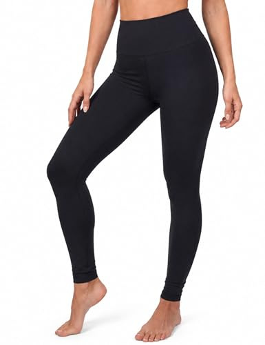 Basic Treasure – Legging Opaque Taille Haute pour Femme | Sport, Yoga & Quotidien – Noir (L-XL)