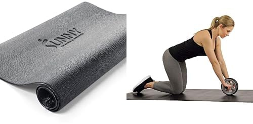 Sunny Health & Fitness Ausrüstung Matte NO. 074-XS + Übungs-Core-Rollentrainer NO. 003