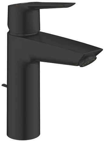 GROHE Start, energiesparende Waschtischarmatur, Kaltwasser in Mittelstellung (wassersparender Wasserhahn für Waschbecken im Bad, 19cm hoch, mit Zugstangen Ablauf, mit 3in1 Tool), schwarz, 235522432