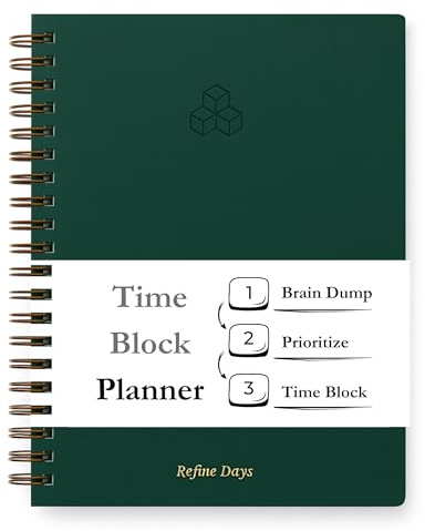 Undatierter Tagesplaner – Zeitblockierung & ADHS-Planer, To-Do-Liste, Stundenplan, Tages- und Monatsplaner, entworfen für Zeitmanagement & Produktivität, Spiralbindung, 200 Seiten, A4