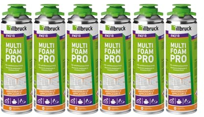 FM210 Lot de 6 mousses de montage pour fenêtres et façades - Haute isolation phonique et thermique - 750 ml - Sans nettoyant/sans pistolet à mousse