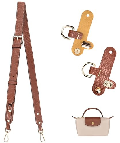 GADITIEK Schultergurt für Longchamp Tasche Damen Mini, Braun Lederriemen Schulterriemen für Longchamp, Leder Taschengurt Breit, Strap für Longchamp Mini Original, Tragegurte für Taschen