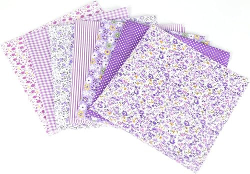Luabue 6 Stück Baumwollstoff Patchwork Stoffe zum kreativen Nähen 50x50cm Lila Stoff Patchwork Rollen Kinder Stoff Baumwolle Bedruckter Stoff für Kleidung Nähen Kreativ DIY Handgemacht