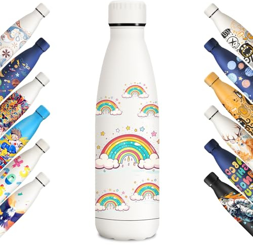 KollyKolla 500 ml Termisk Vattenflaska, Personlig Termisk Vattenflaska, Återanvändbar Termisk Flaska, Läckagesäker, BPA-fri, Vattenflaska för resor, Skola, Sport