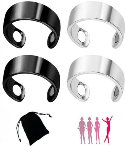 COZERI Lymphdrainage Ring 4 Stück Verstellbare Magnetringe Für Männer Und Frauen, Therapeutischer Magnetring Aus Kupfer, Magnetische Lymphentgiftungsringe