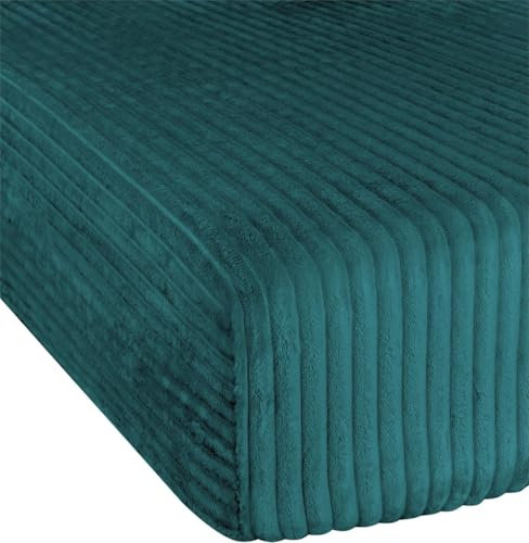 Spannbettlaken aus Streifen-Flanell in verschiedenen Größen für hohe Matratzen | 90-100 cm x 200 cm bis 200 cm x 200 cm Farbe Petrol Größe 90-100 cm × 200 cm