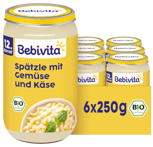 Bebivita Gemüse-Spätzle mit Käse, 6er Pack (6x250g), Menü ab 12. Monat