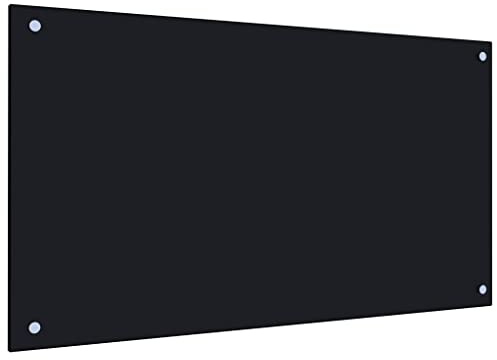 Myheimly Küchenrückwand Spritzschutz Fliesenspiegel Glasplatte Rückwand Herdspritzschutz Wandschutz Herd Küche Hartglas Schwarz,90 x 50 cm