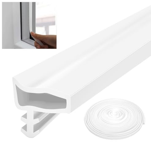 YGKYMVW 10m Porta Striscia di Tenuta in Gomma Sonorizzata, PVC, Bianca, Guarnizione per Porte e Finestre, Isolamento Acustico e Termico