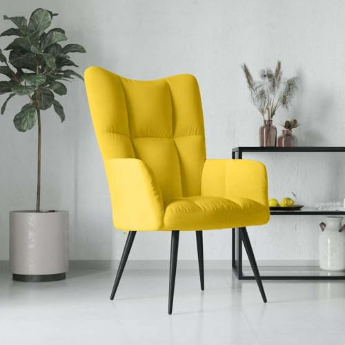 Myheimly Relaxsessel Sessel Polsterstuhl Stuhl Relaxstuhl Polstersessel Armsessel Ohrensessel Wohnzimmer Senfgelb Samt