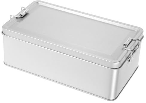 SHOWERORO Tapa De Tarro De Galletas De Metal Caja De Hojalata Vintage Contenedor Rectangular Para Dulces Caja Hermética Para Galletas Decoración Navideña