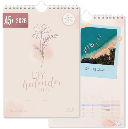 Häfft® Bastelkalender 2026 A5+ Dainty Flower Fotokalender, DIY-Kalender, Kreativ-Kalender, Geburtstagskalender zum selber gestalten - nachhaltig & klimafreundlich