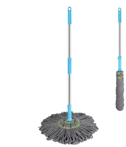 Fregona de limpieza de vidrio, 2 en 1, trapeador de limpieza de tela de fibra fina | Mopa deshidratada de par de torsión automática | Mopa deshidratada de tela de fibra fina de rotación de 60 grados